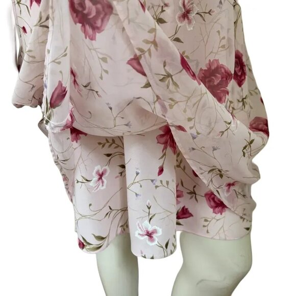 VTG 90s JESSICA HOWARD Lightweight Chiffon Floral Dress in Powder Pink SZ 12 - Picture 5 of 10